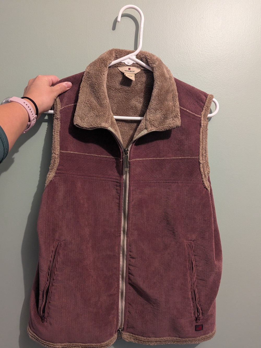 Woolrich Women's Large Corduroy Sherpa Vest - Pink